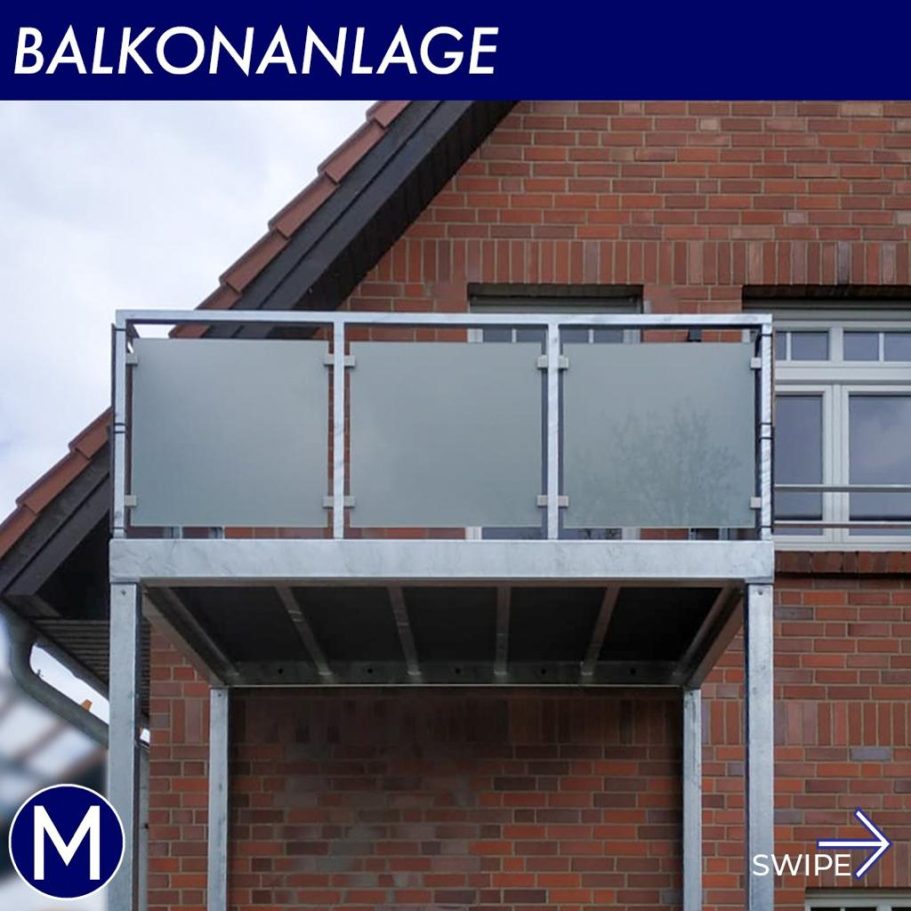Balkon mit Milchglas-Sichtschutz